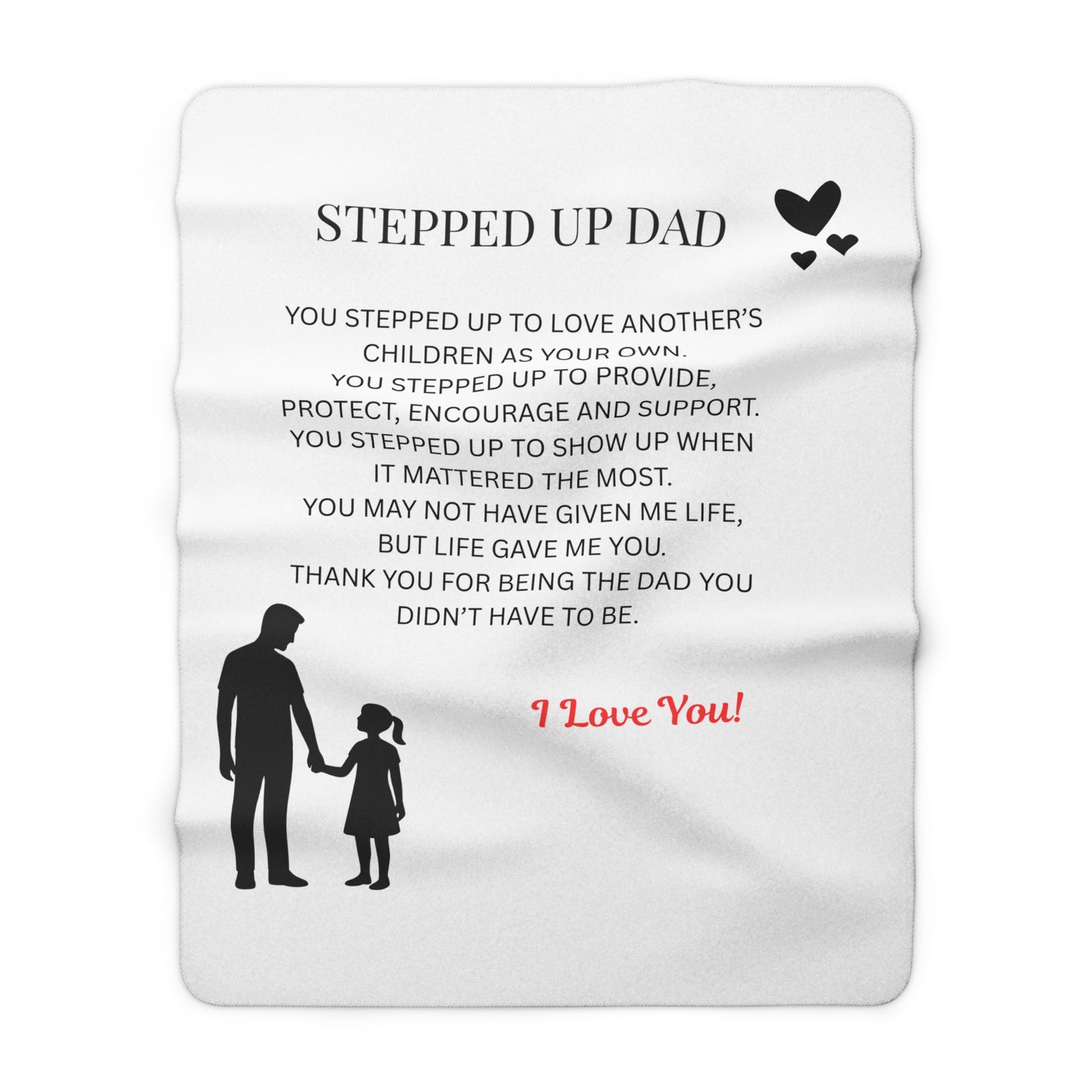 Stepped Up Dad Sherpa Fleece Blanket — "I Love You" Keepsake for Stepdads