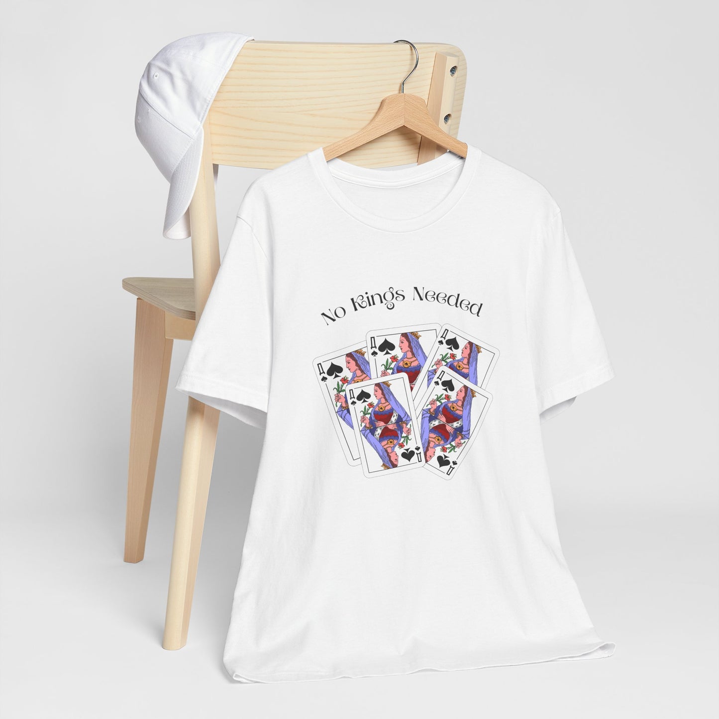 No Kings Needed Tee — Queen Playing Cards Graphic T-Shirt