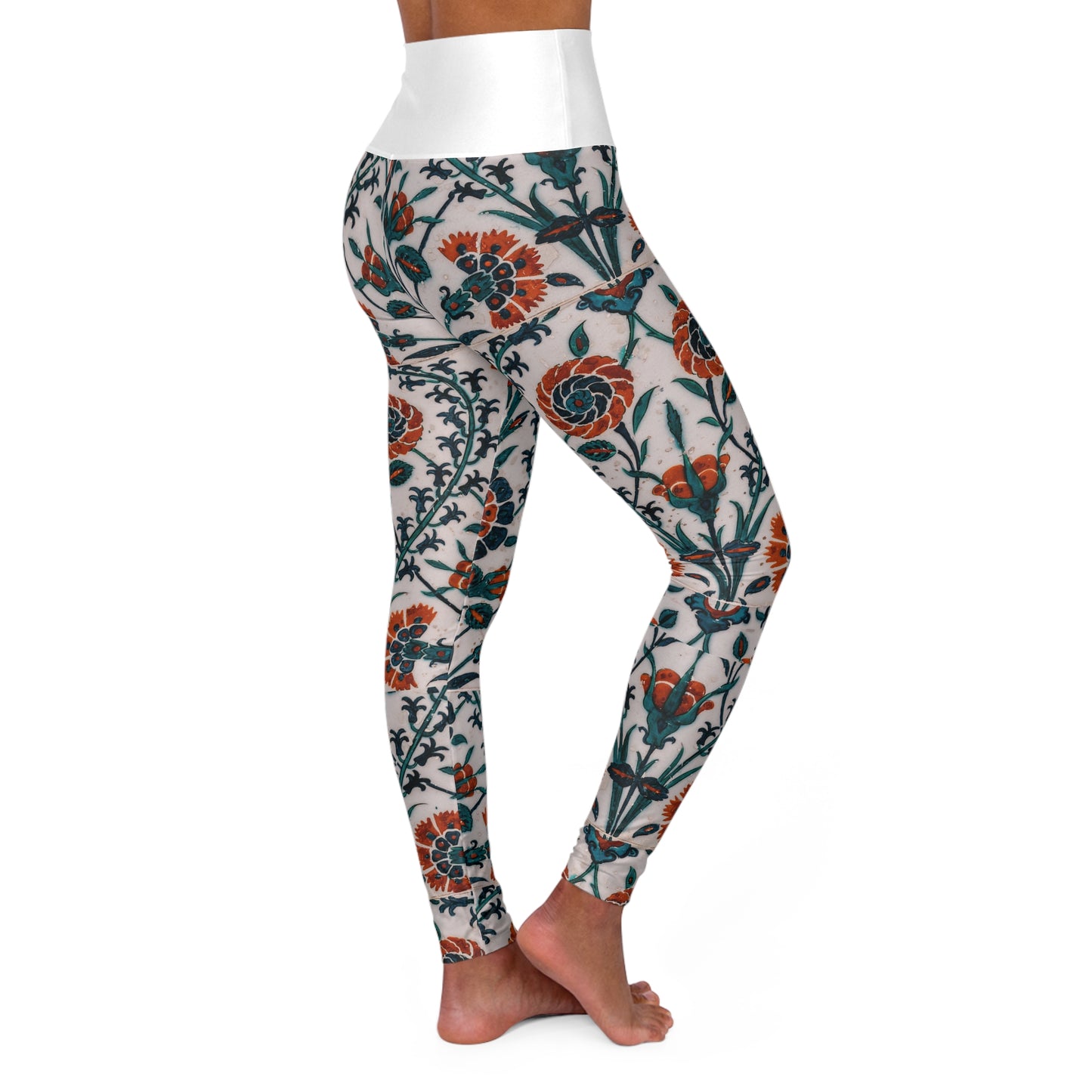 Floral Vine High-Waisted Yoga Leggings — Vintage Boho Activewear
