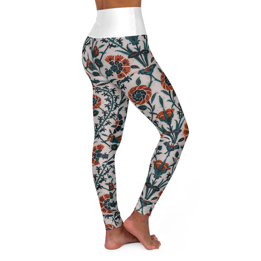 Floral Vine High-Waisted Yoga Leggings — Vintage Boho Activewear