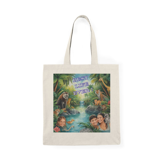 Tote Bag — Personalized Tropical Family Photo "Best Life Ever" Beach Tote
