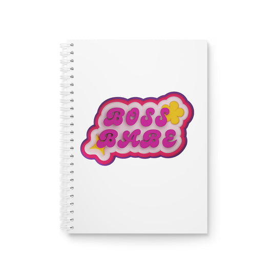 Boss Babe Spiral Notebook — Retro Pink Floral Motivational Journal for Women