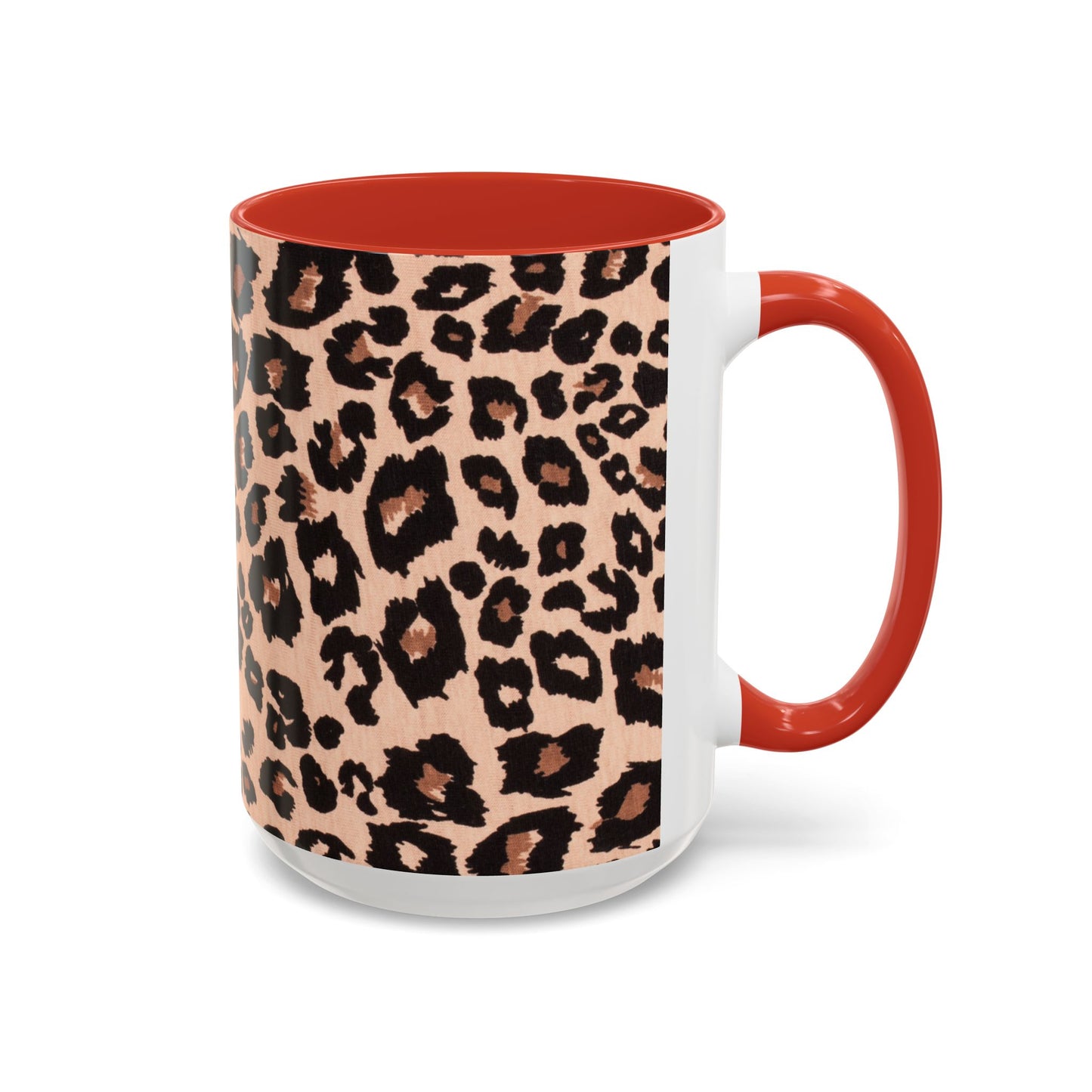 Leopard Print Accent Coffee Mug – 11/15oz Stylish Animal Print Ceramic Cup