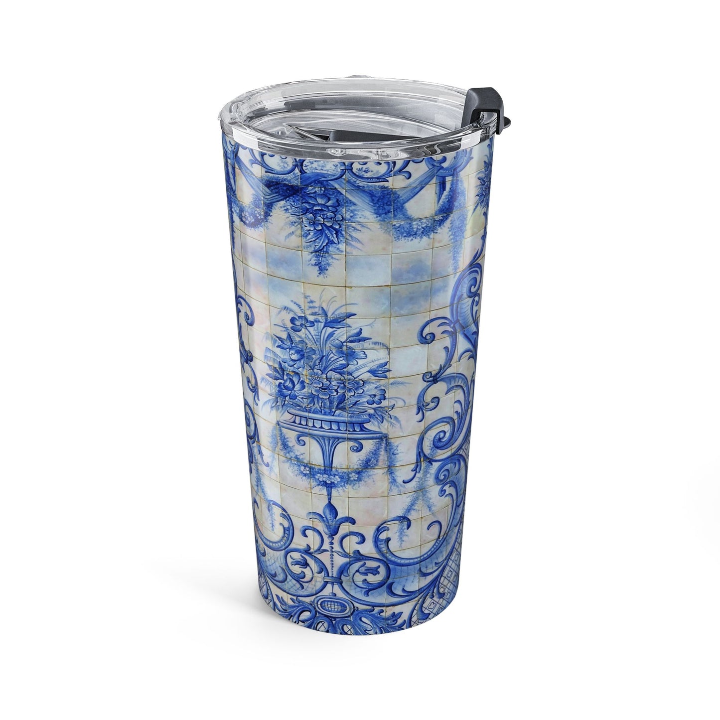 Blue Delft Ceramic Pattern Tumbler — 20oz Insulated Travel Cup