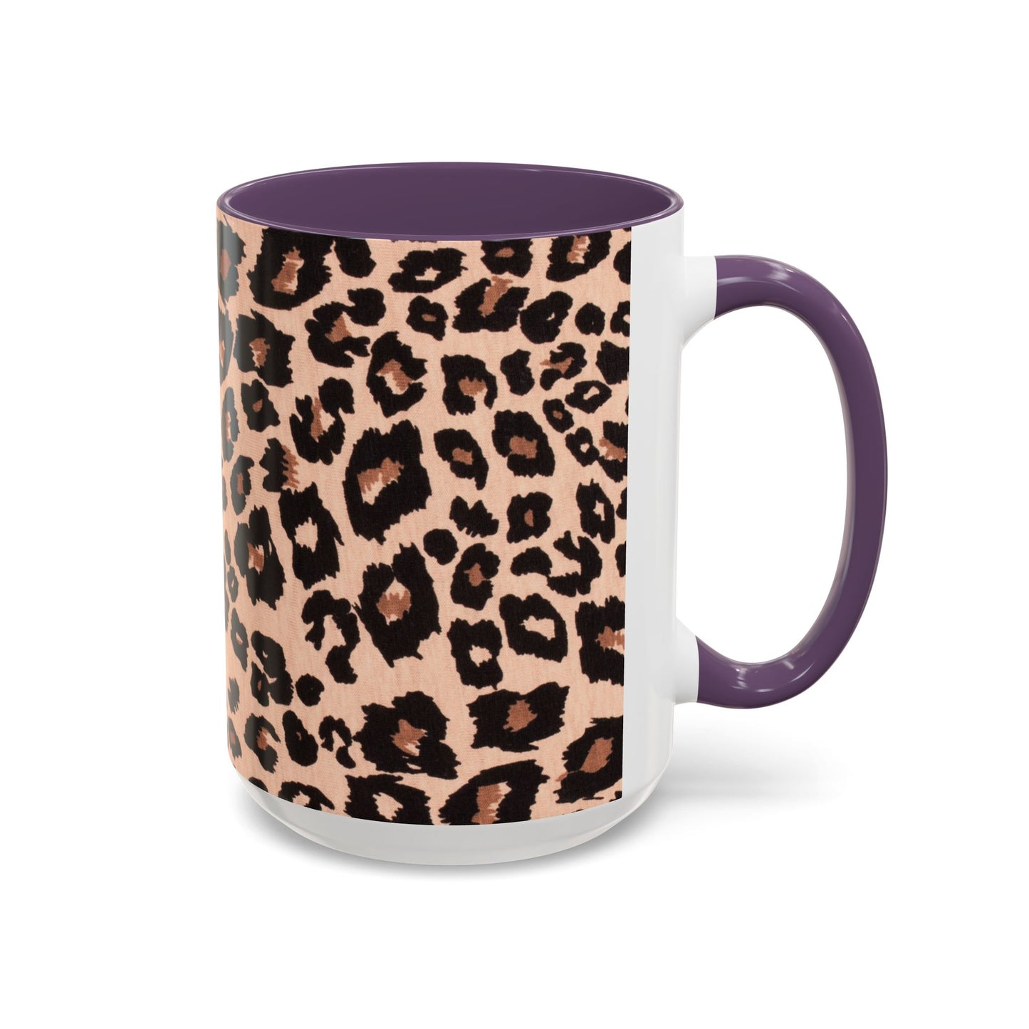 Leopard Print Accent Coffee Mug – 11/15oz Stylish Animal Print Ceramic Cup