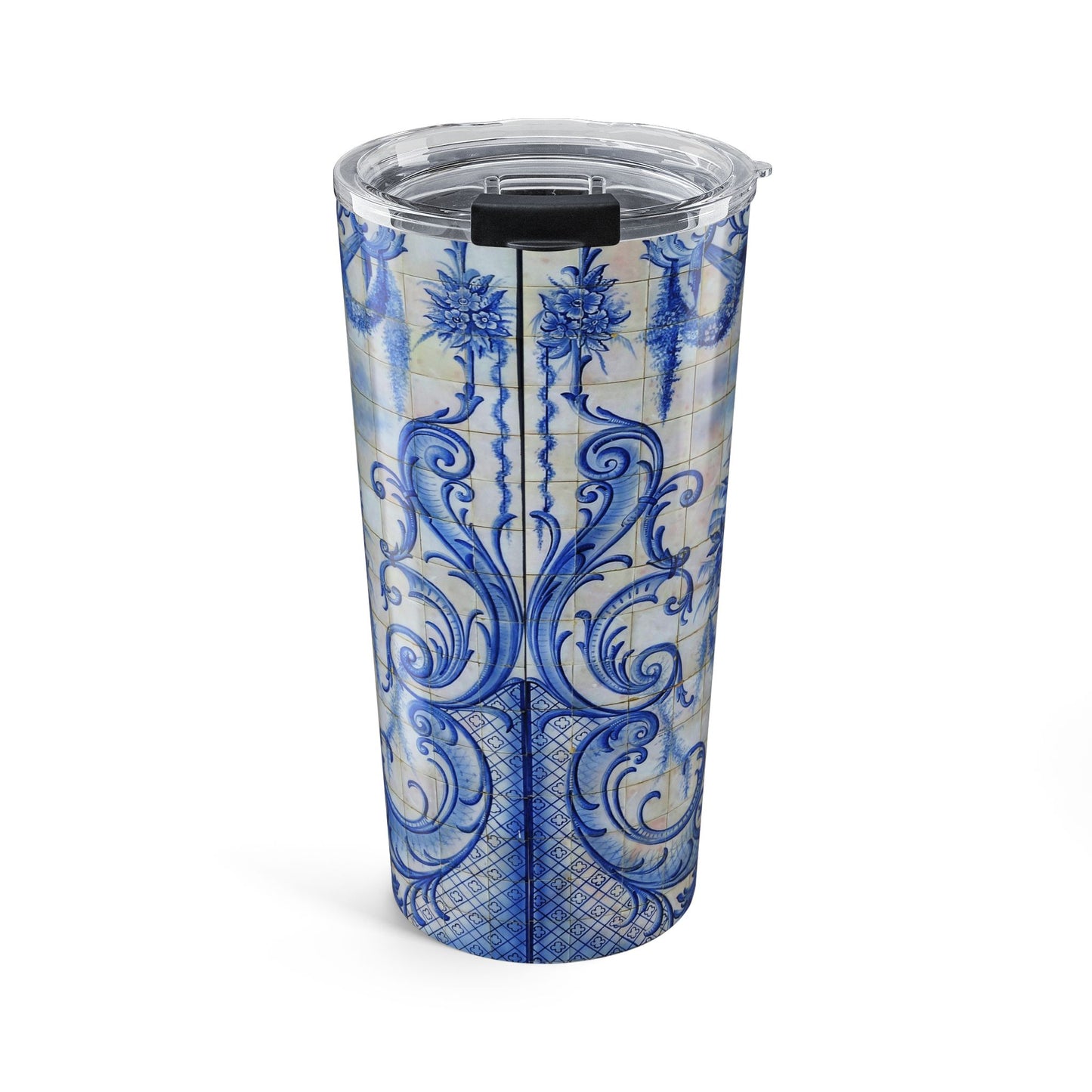 Blue Delft Ceramic Pattern Tumbler — 20oz Insulated Travel Cup