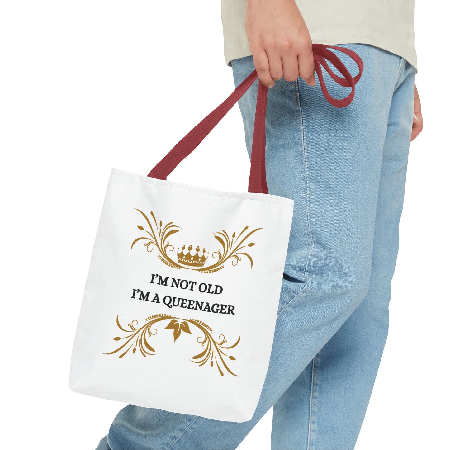 Queenager Tote Bag — “I’m Not Old I’m a Queenager” Gift Tote