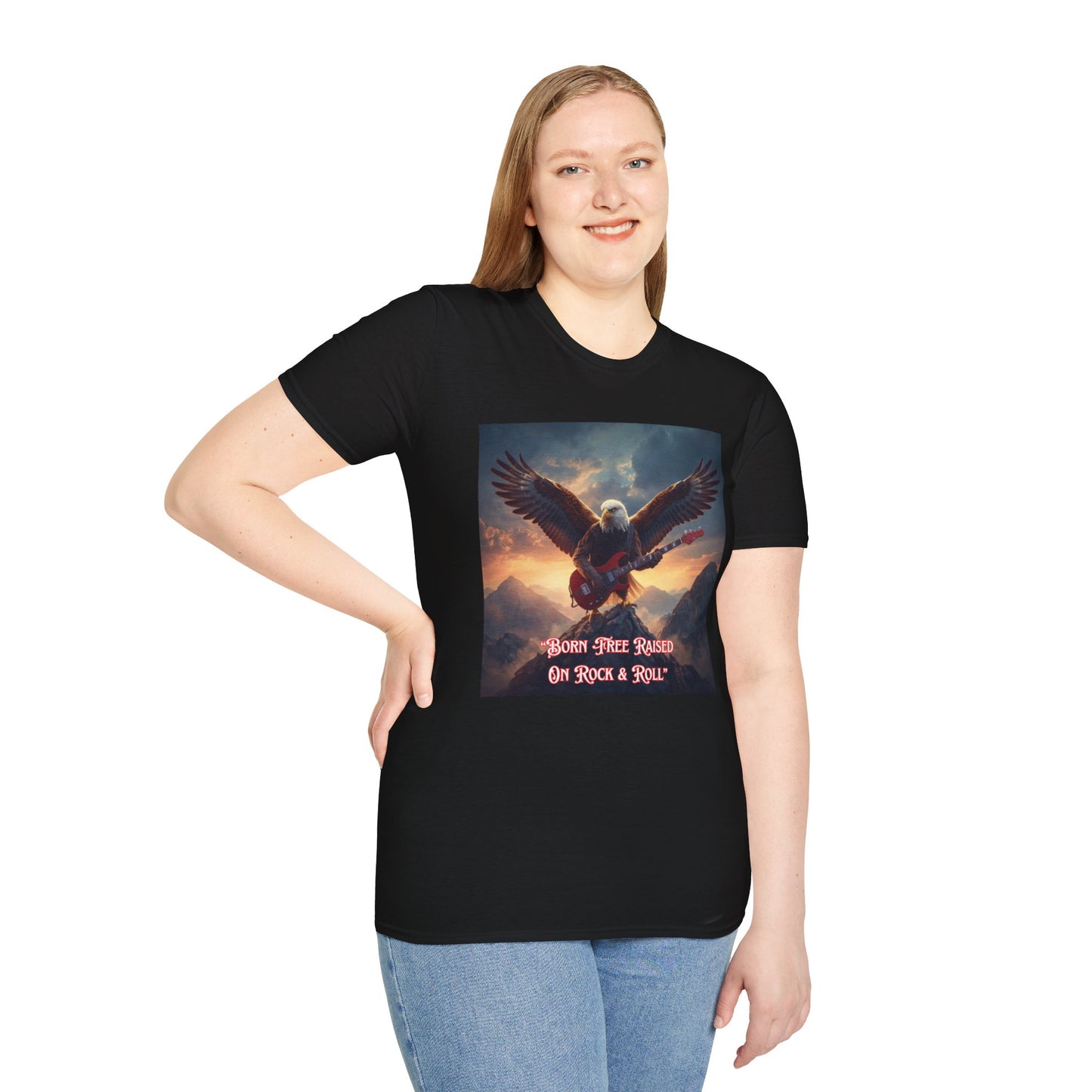 Rock & Roll Eagle T-Shirt — Born, Raised on Rock & Roll Graphic Tee