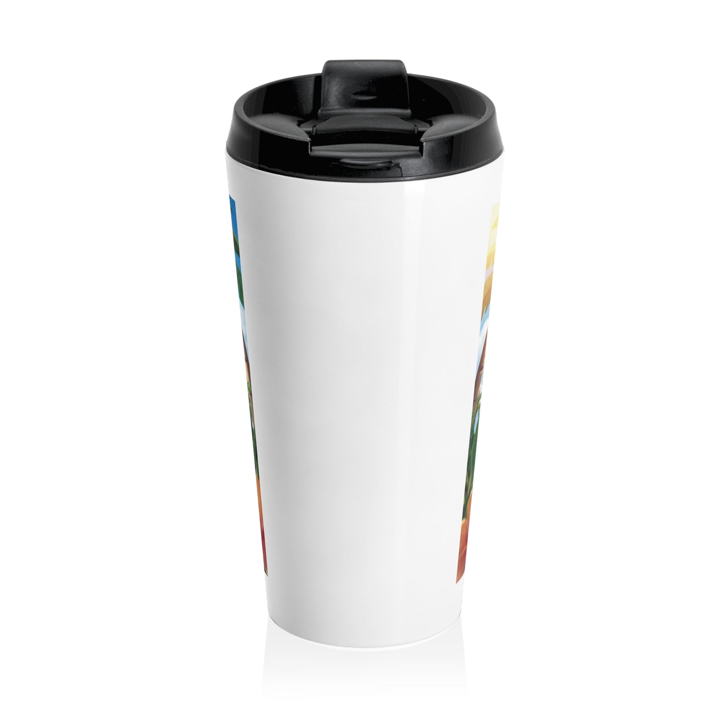 Inspirational Travel Mug — Beach Cat Design "Your strength is in keeping calm and trusting"