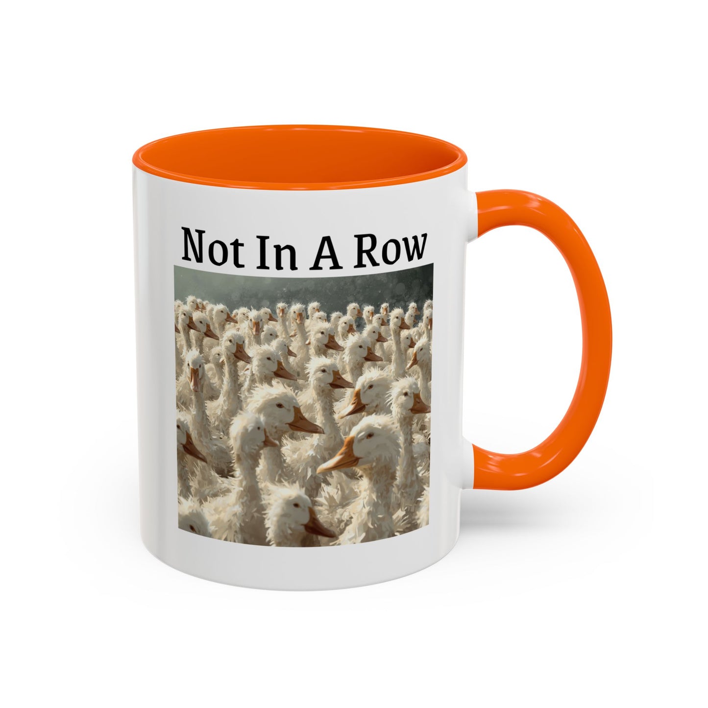 Not In A Row Coffee Mug — Funny Duck Flock Accent Mug (11/15oz)