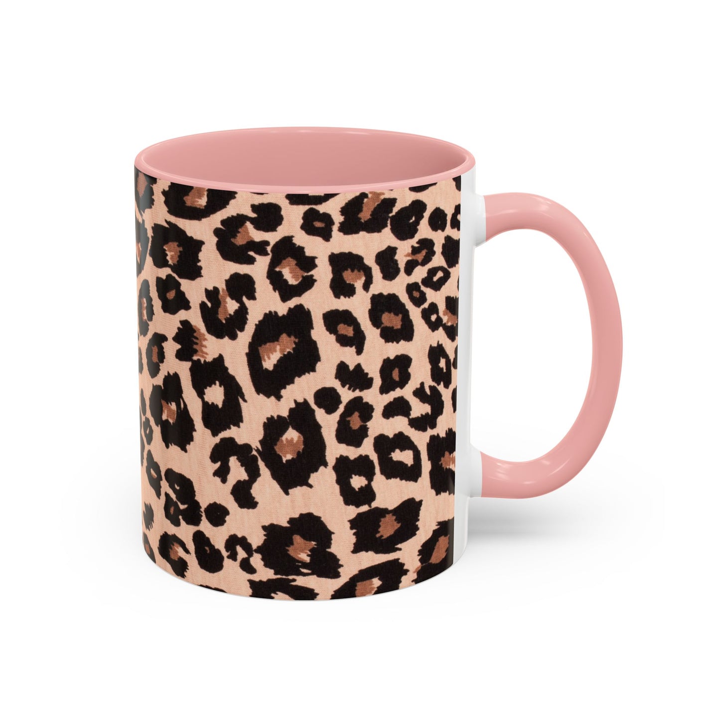 Leopard Print Accent Coffee Mug – 11/15oz Stylish Animal Print Ceramic Cup