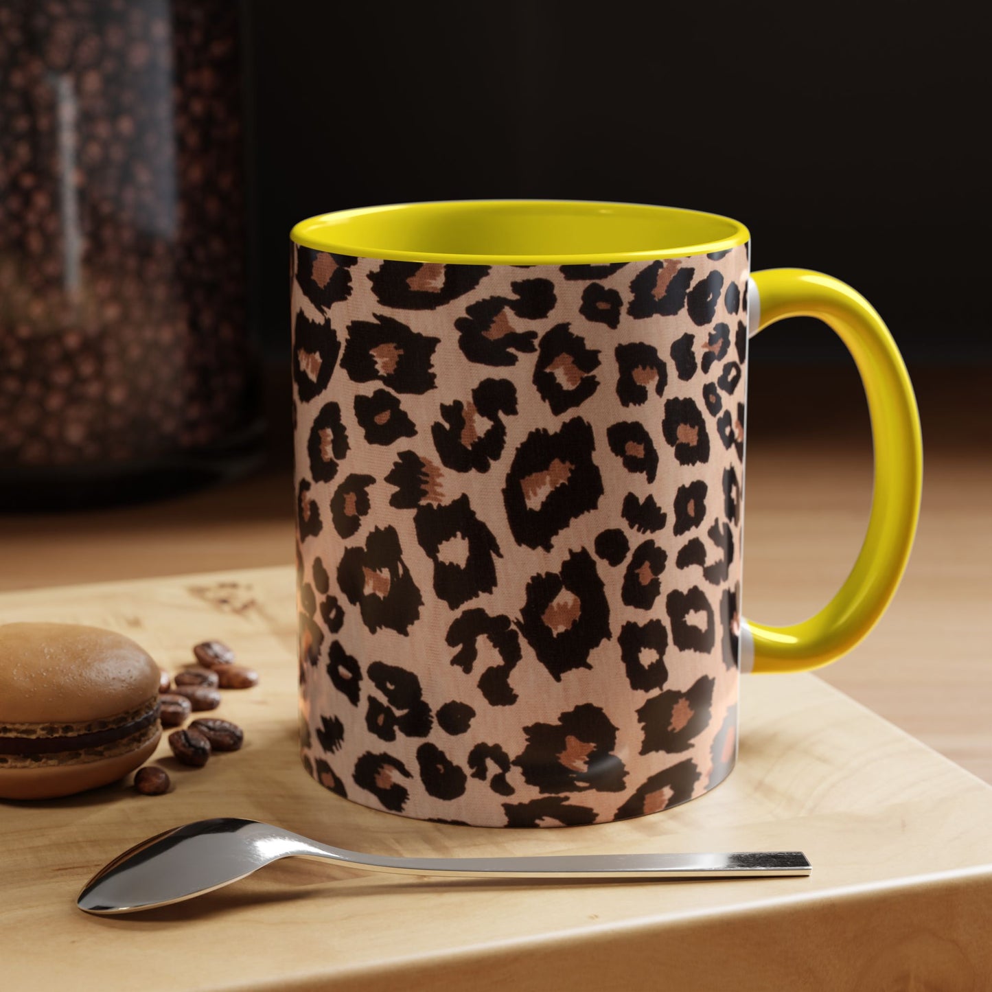 Leopard Print Accent Coffee Mug – 11/15oz Stylish Animal Print Ceramic Cup
