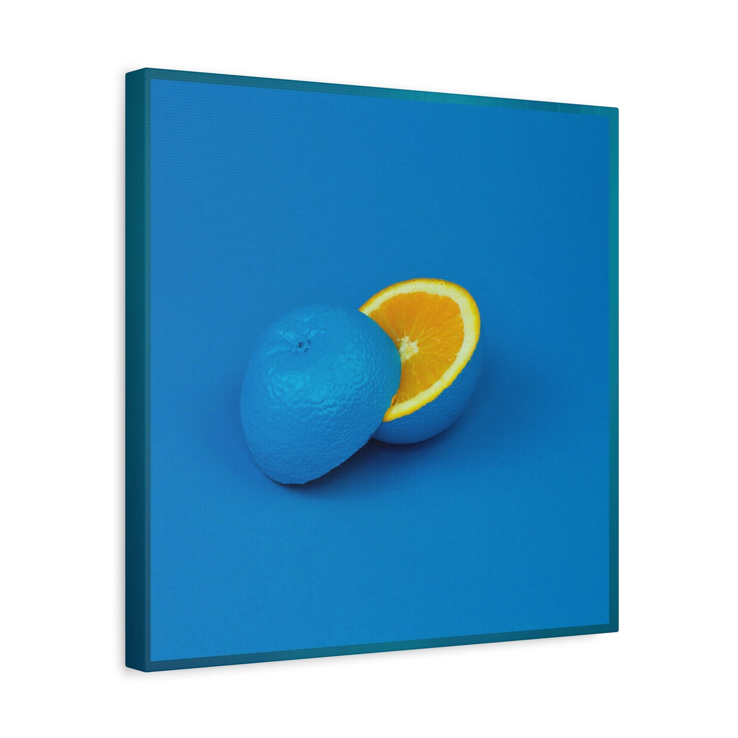 Blue Orange Canvas Art Print — Vibrant Surreal Fruit Wall Decor