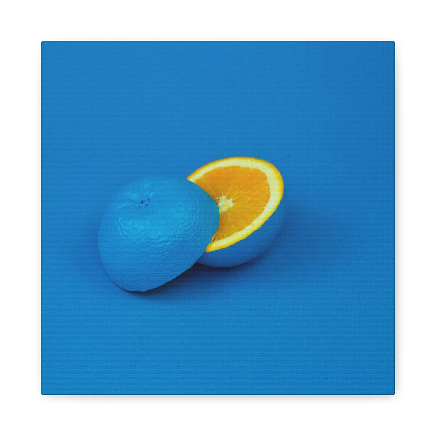 Blue Orange Canvas Art Print — Vibrant Surreal Fruit Wall Decor