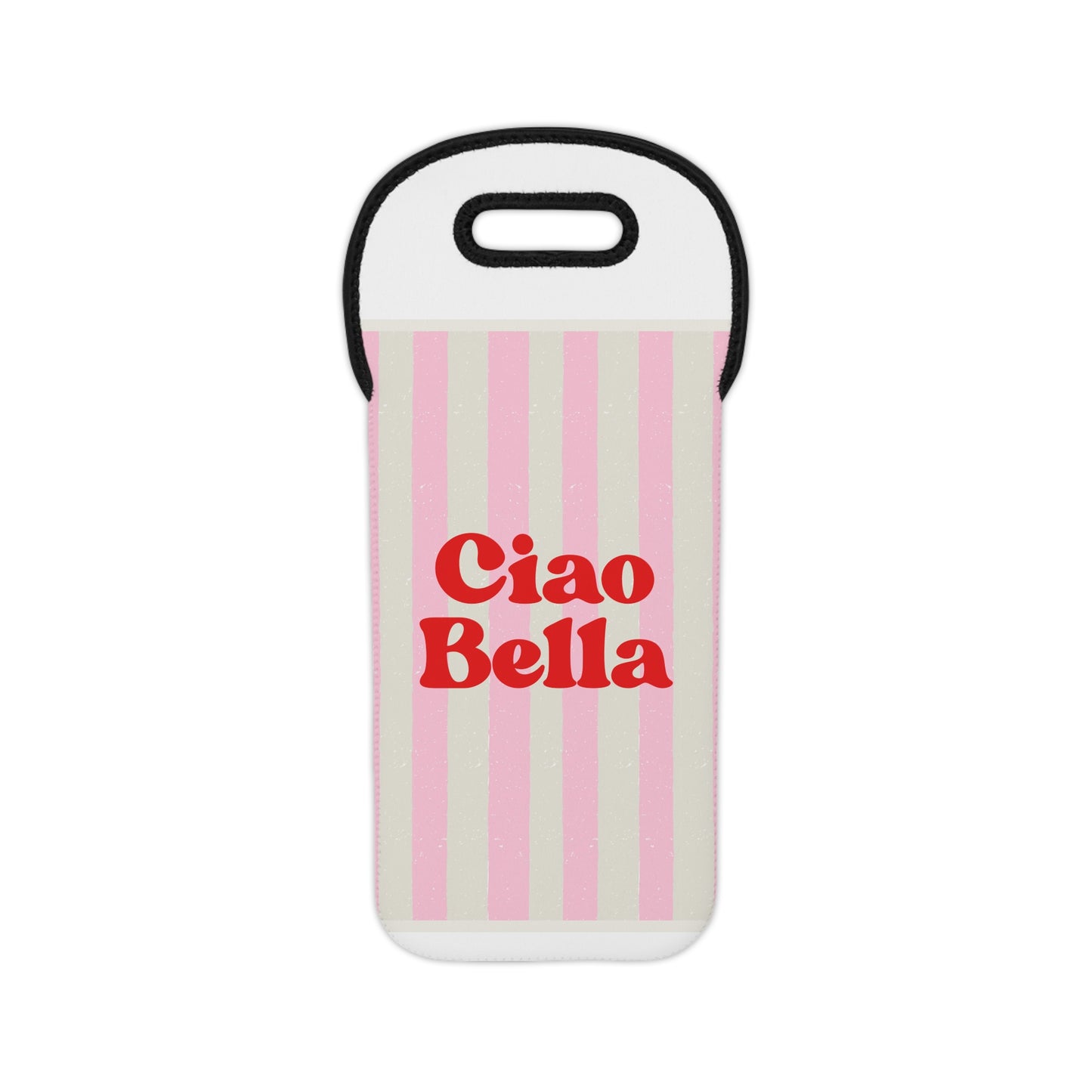 Wine Tote — "Ciao Bella" Pink Stripe Bottle Carrier
