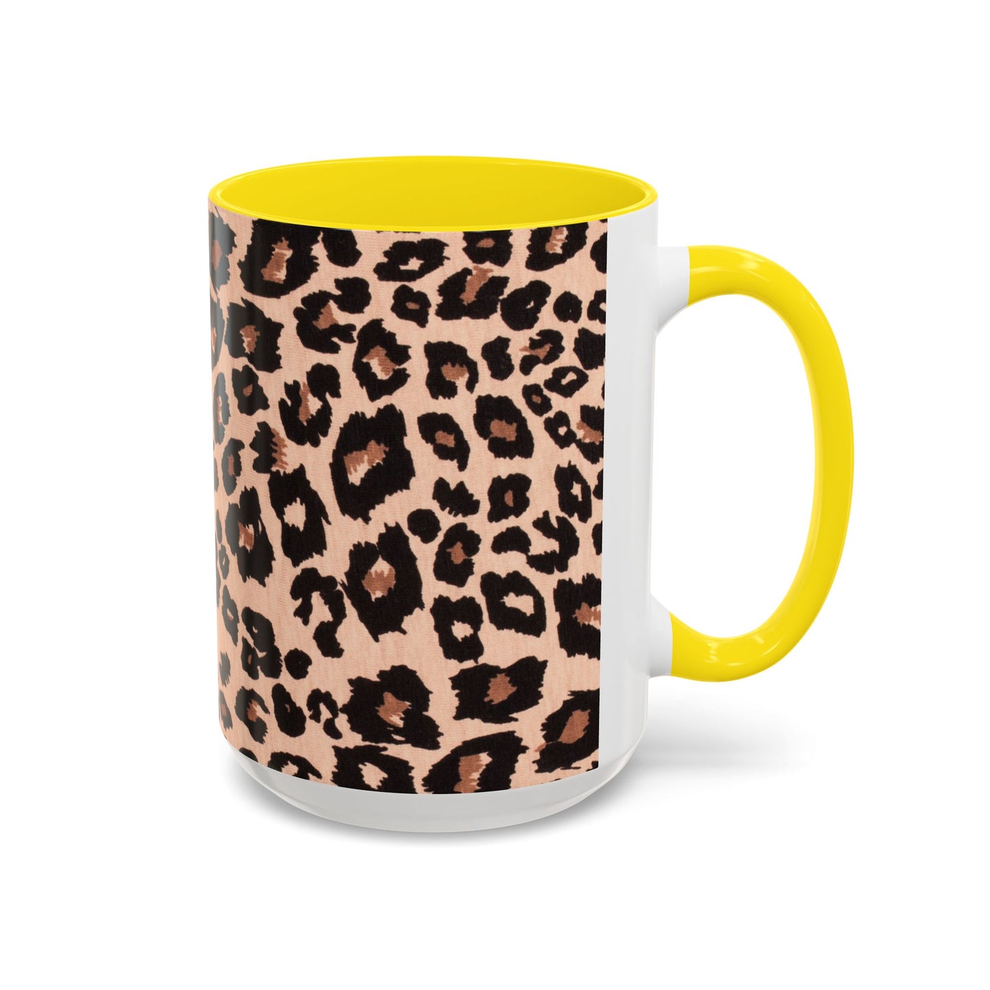 Leopard Print Accent Coffee Mug – 11/15oz Stylish Animal Print Ceramic Cup