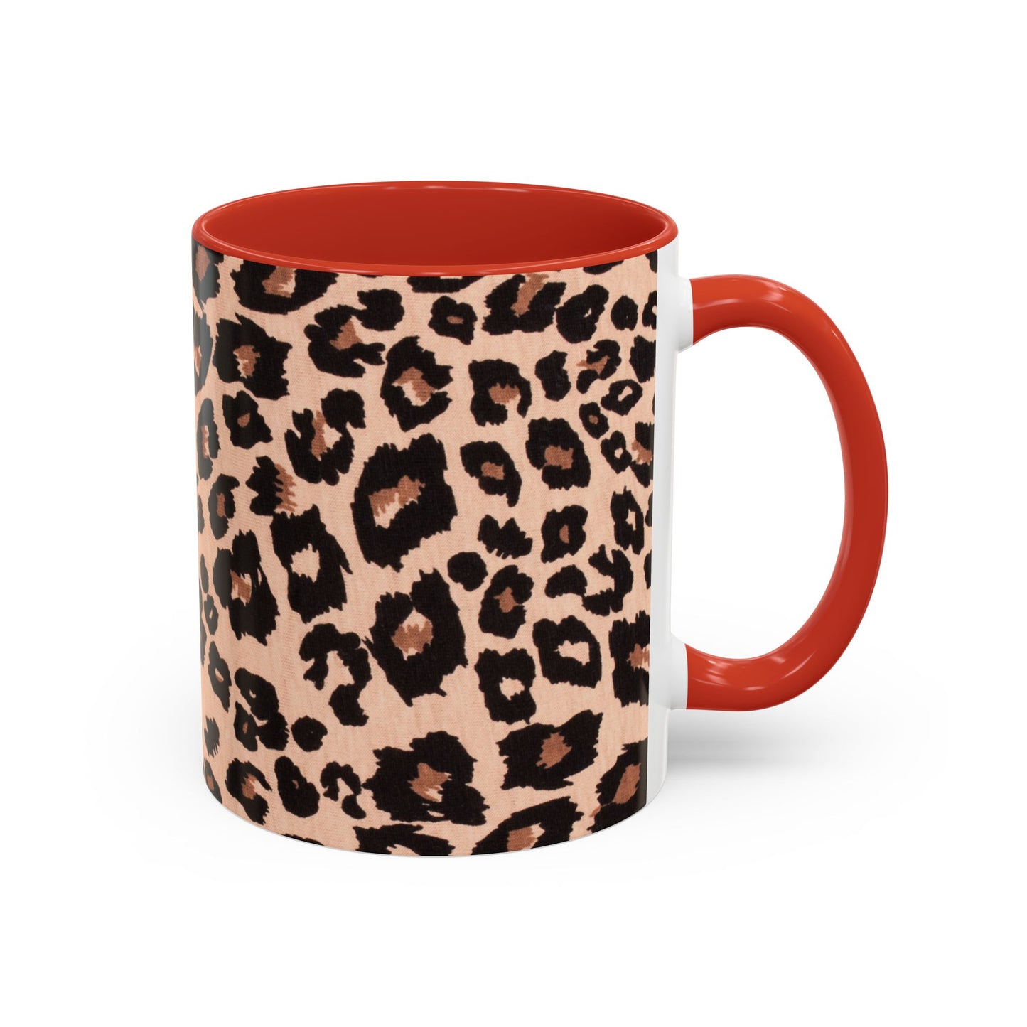 Leopard Print Accent Coffee Mug – 11/15oz Stylish Animal Print Ceramic Cup