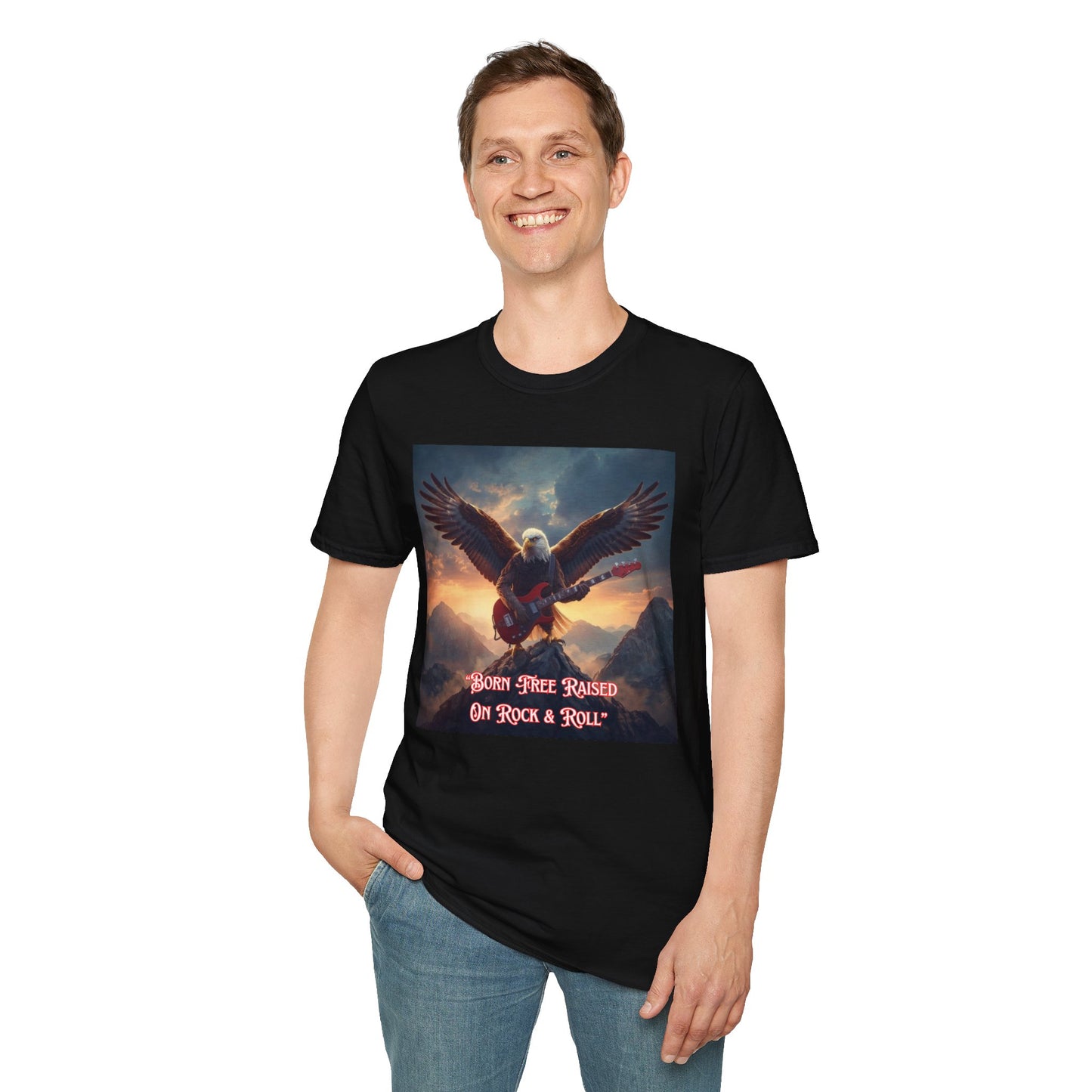 Rock & Roll Eagle T-Shirt — Born, Raised on Rock & Roll Graphic Tee