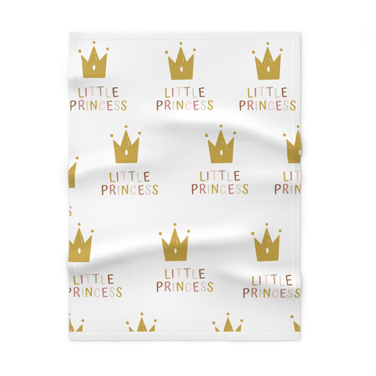 Little Princess Fleece Baby Blanket – Gold Crown Nursery Swaddle