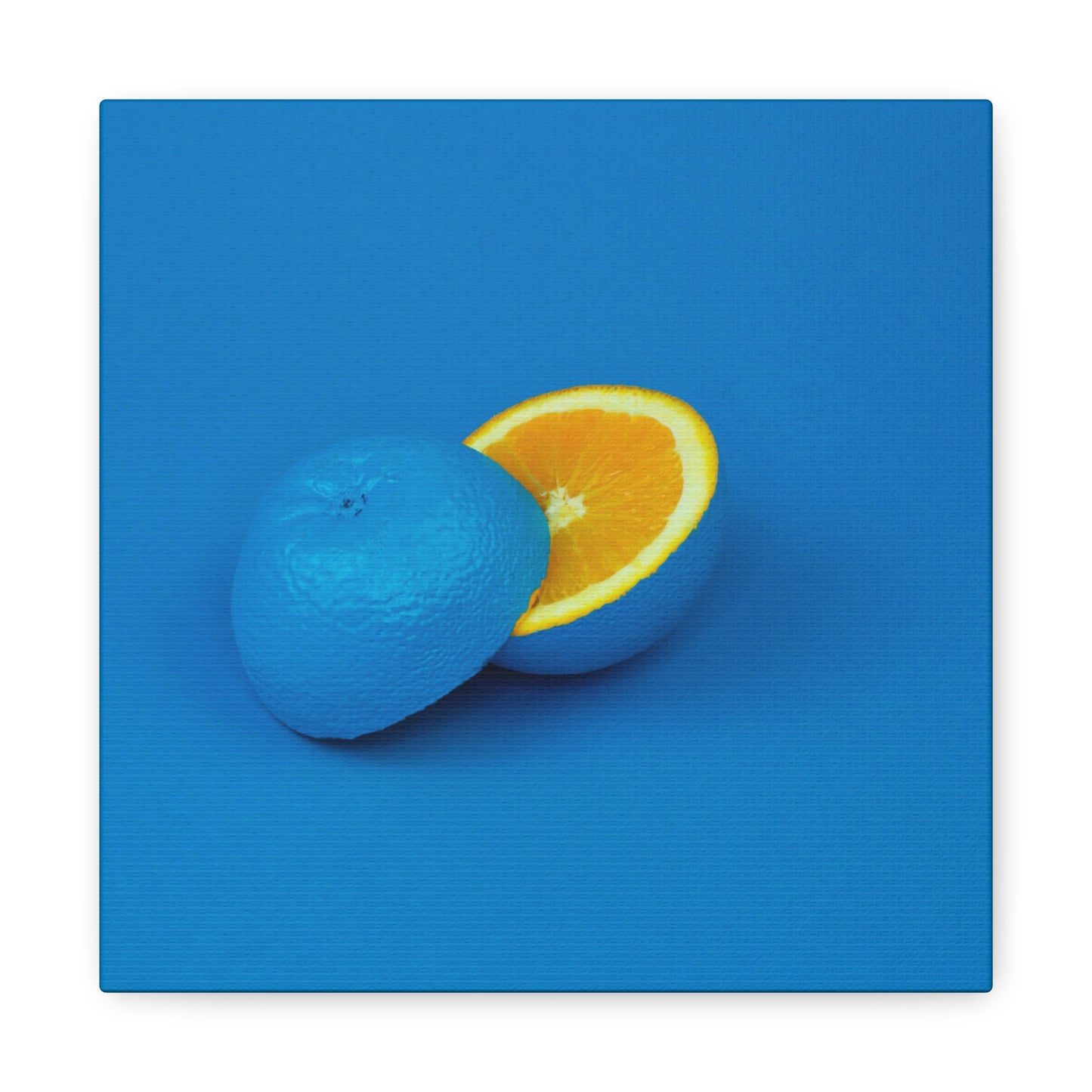 Blue Orange Canvas Art Print — Vibrant Surreal Fruit Wall Decor