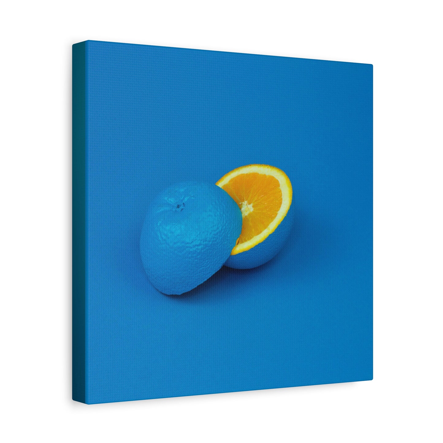 Blue Orange Canvas Art Print — Vibrant Surreal Fruit Wall Decor