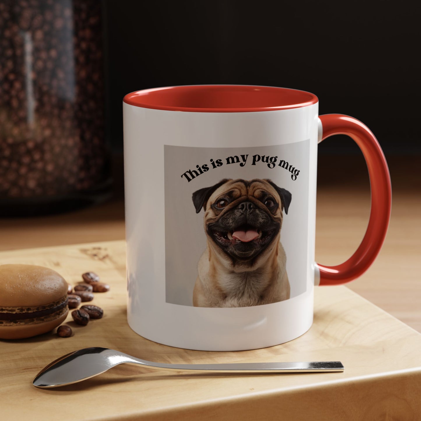 Pug Coffee Mug — "This is my pug mug" Accent Ceramic Cup (11/15oz)