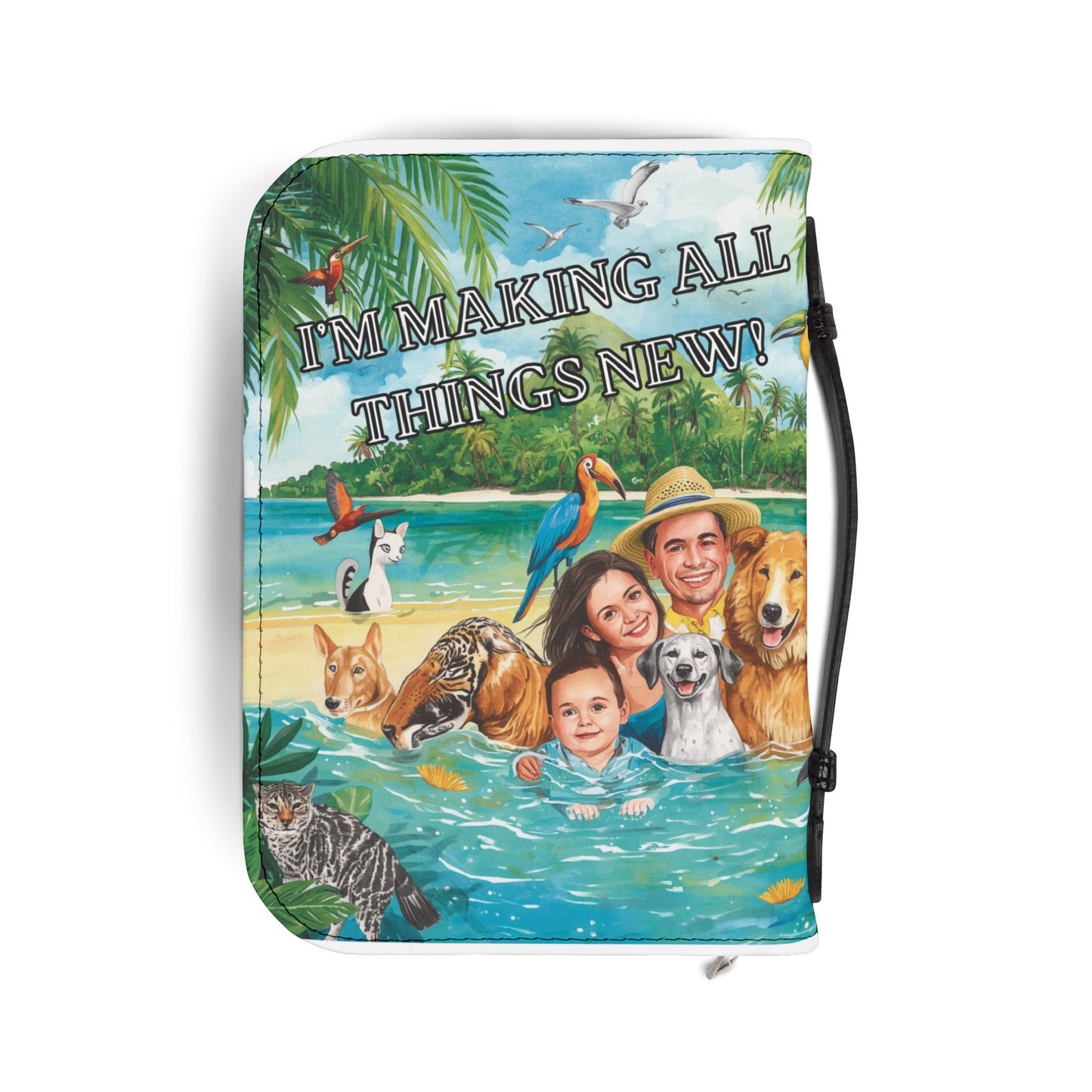 Bible Cover — "I'm Making All Things New" Inspirational Family & Pets Design