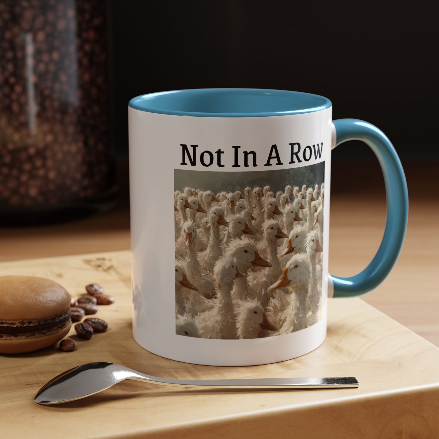 Not In A Row Coffee Mug — Funny Duck Flock Accent Mug (11/15oz)