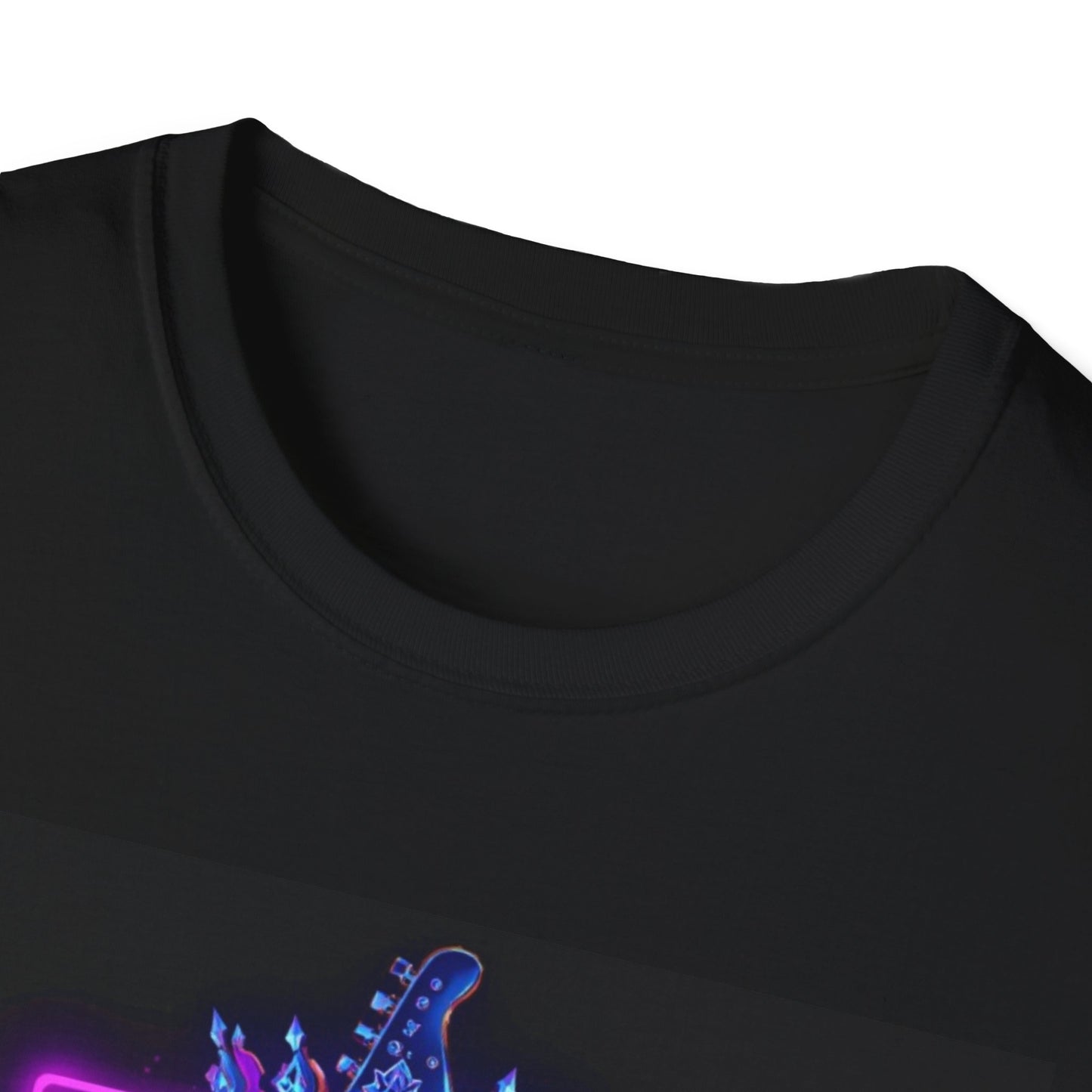 Rock Guitar T-Shirt - "Leaders Don’t Follow, They Reign" Neon Crown Design